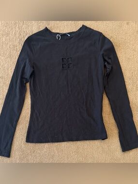 Bevza BB Monogram Long Sleeve Shirt - Size S - NWT - Black